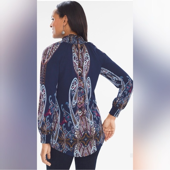 Paisley Nouveau Smocked Mock-Neck Top - Picture 4 of 9